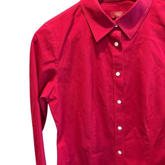 Talbots Womens Red Button Down Shirt 6P Long Sleeve Cotton Career Office Classic - Picture 4 of 12